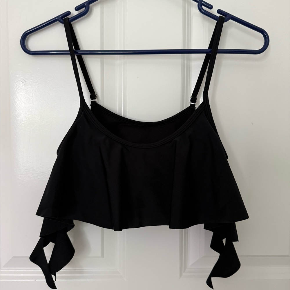 Xhilaration Black Ruffle swim top, Size S